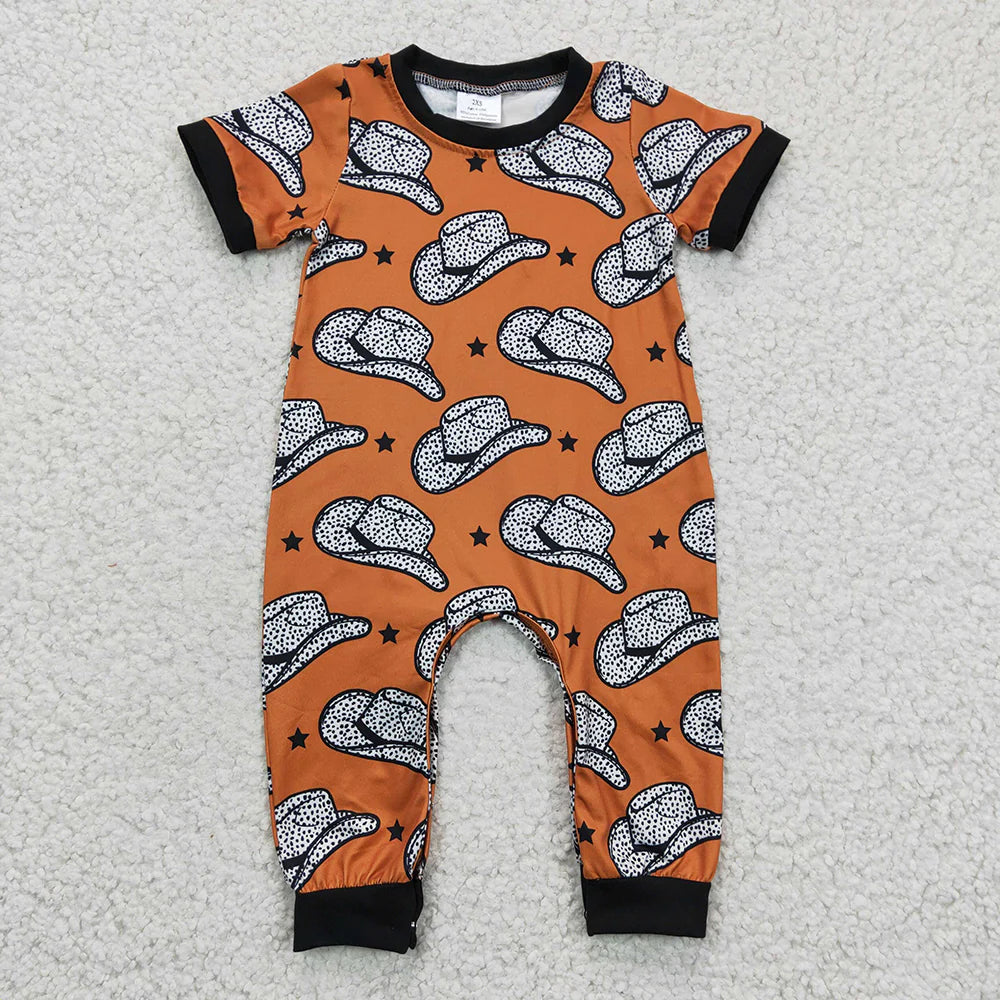 1.20 RTS Sibling Baby Girls Boys Western Cow Short Sleeve Rompers