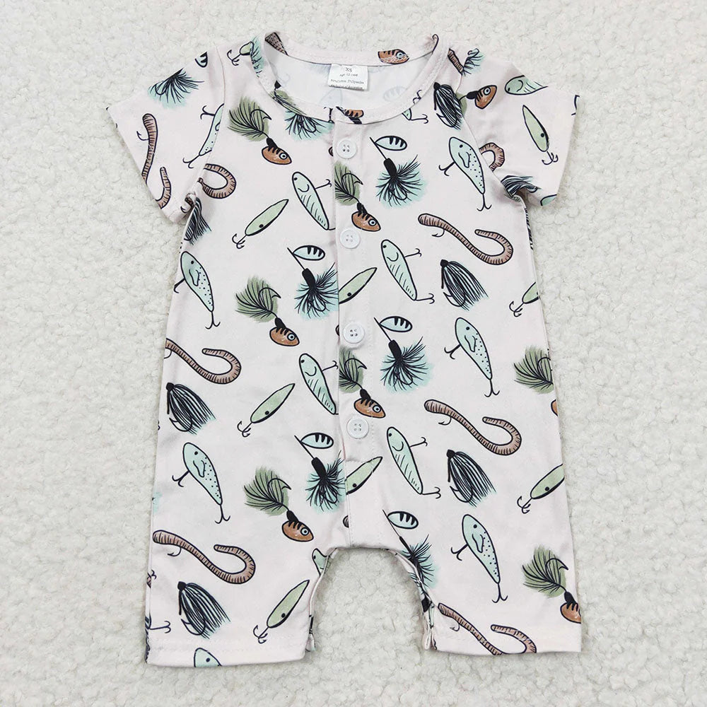 11.13 RTS Sibling Baby Boys Western Buttons Summer Rompers