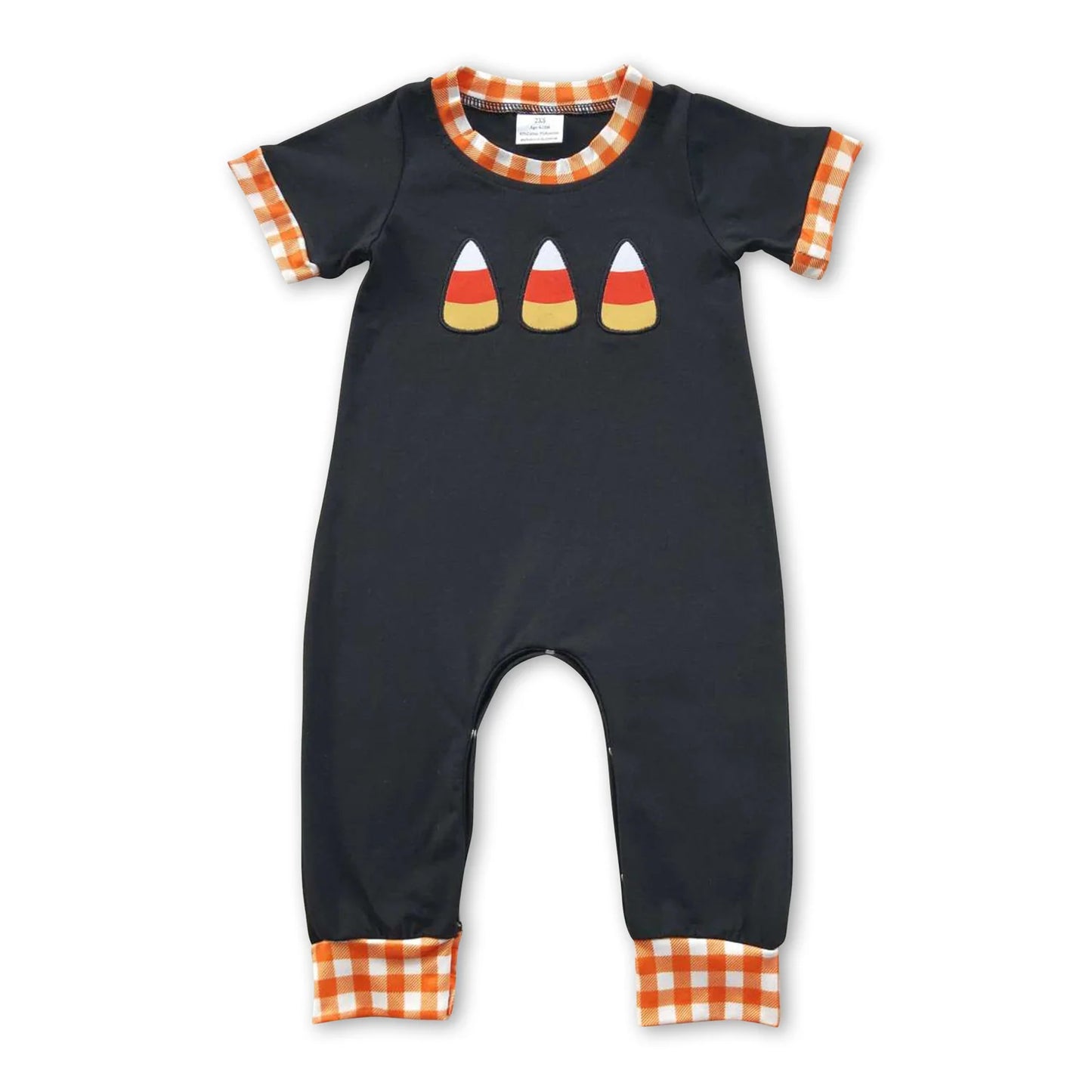 10.3 RTS Sibling Baby Girls Halloween Candy Embroidery Rompers Outfits Sets