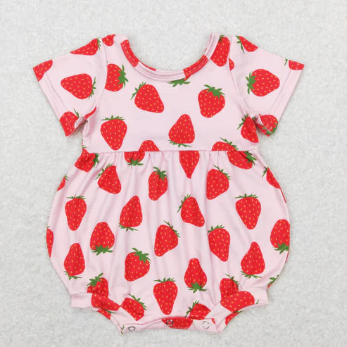9.17 RTS Sibling Sibling Baby Girls Strawberry Flowers Top Bell Bottom Pants Clothes Sets Rompers