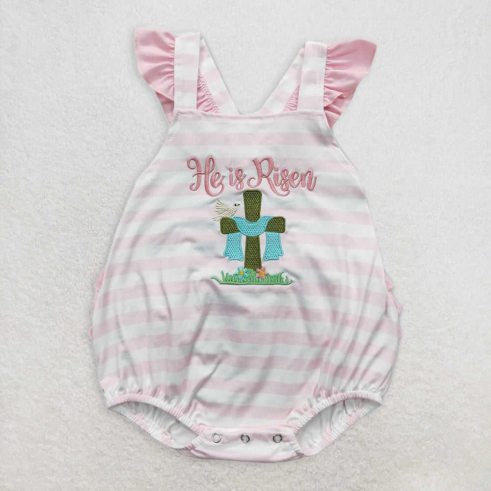 8.14 RTS Sibling He is risen cross top plaid shorts boy easter outfits