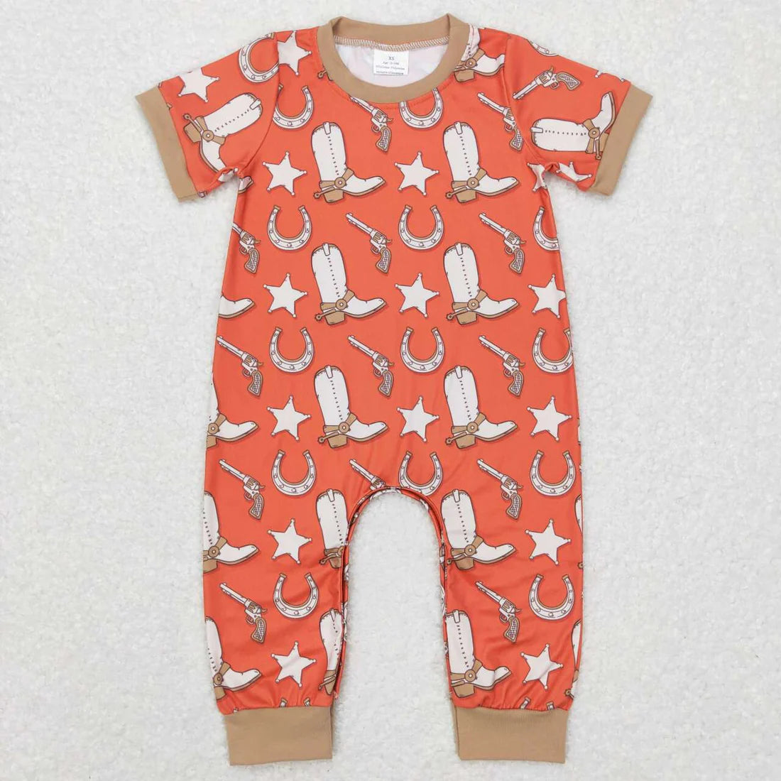 1.20 RTS Sibling Baby Girls Boys Western Cow Short Sleeve Rompers
