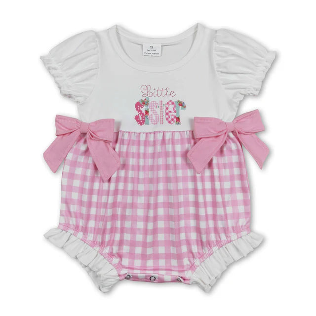 USA Warehouse (IN STOCK) Sibling Baby kids embroidery Short Sleeve Rompers