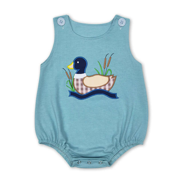 USA Warehouse (IN STOCK) Baby Boys Sleeveless and flutter sleeves Embroidery Rompers