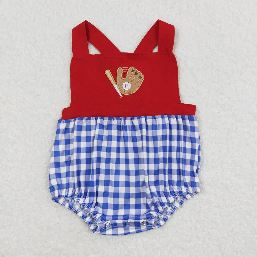 12.26 RTS Sibling Girls Baby Boys Red Baseball Rompers Sibling Clothes Suits