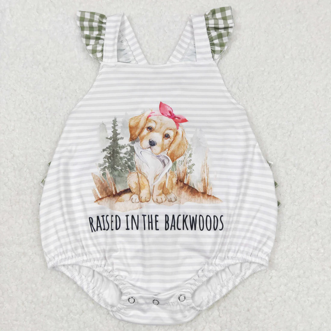 11.25 RTS Sibling Baby Boys Girls Raised in the Backwoods Dogs Shorts Clothes Sets Rompers