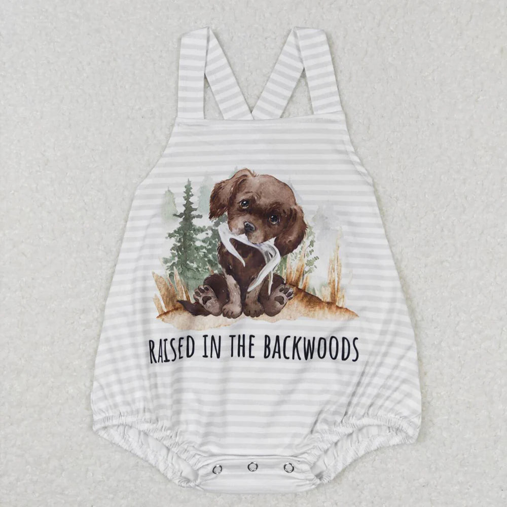11.25 RTS Sibling Baby Boys Girls Raised in the Backwoods Dogs Shorts Clothes Sets Rompers