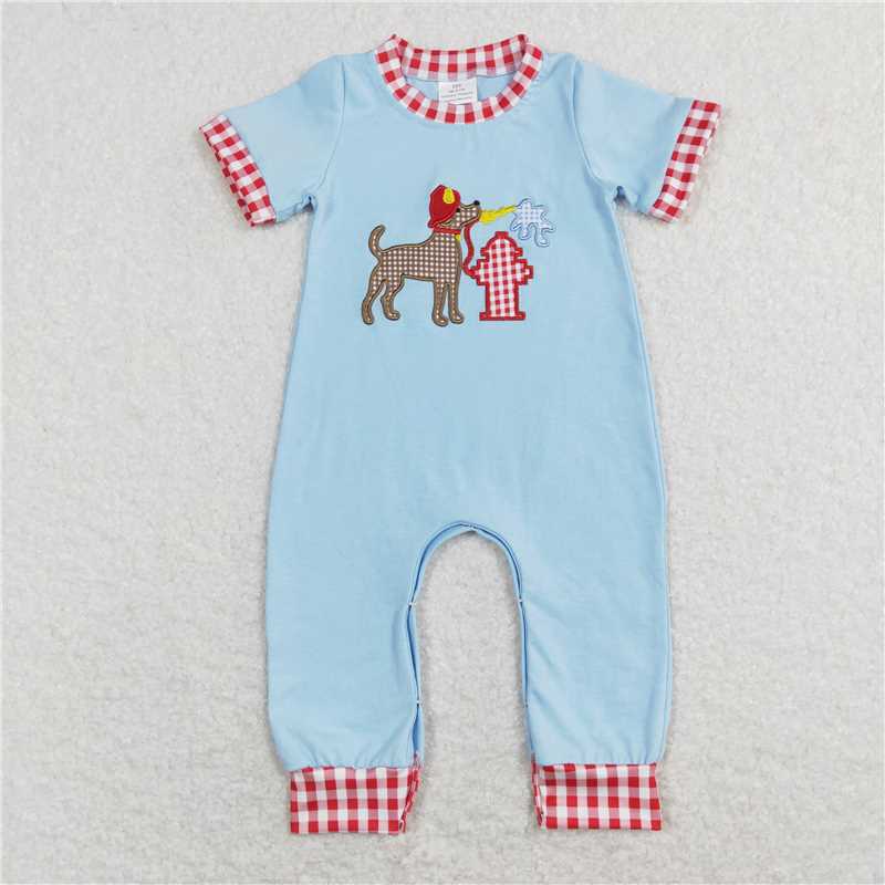 6.07   Back the Red Dog Plaid Shorts Kids Boys Outfits Top Matching Set Boys Clothing Plaid Pattern Comfortable Fit for Children