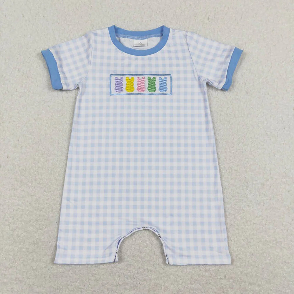2.10 RTS Sibling Baby Infants Summer Easter Colorful Bunny Short Sleeve Rompers