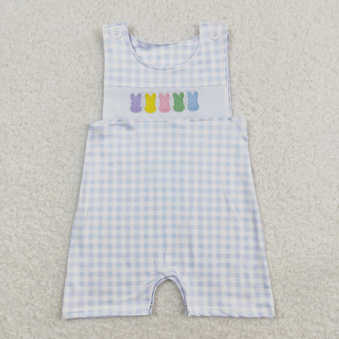 12.29 RTS Sibling Baby Infants Easter Colorful Bunny Short Sleeve Rompers
