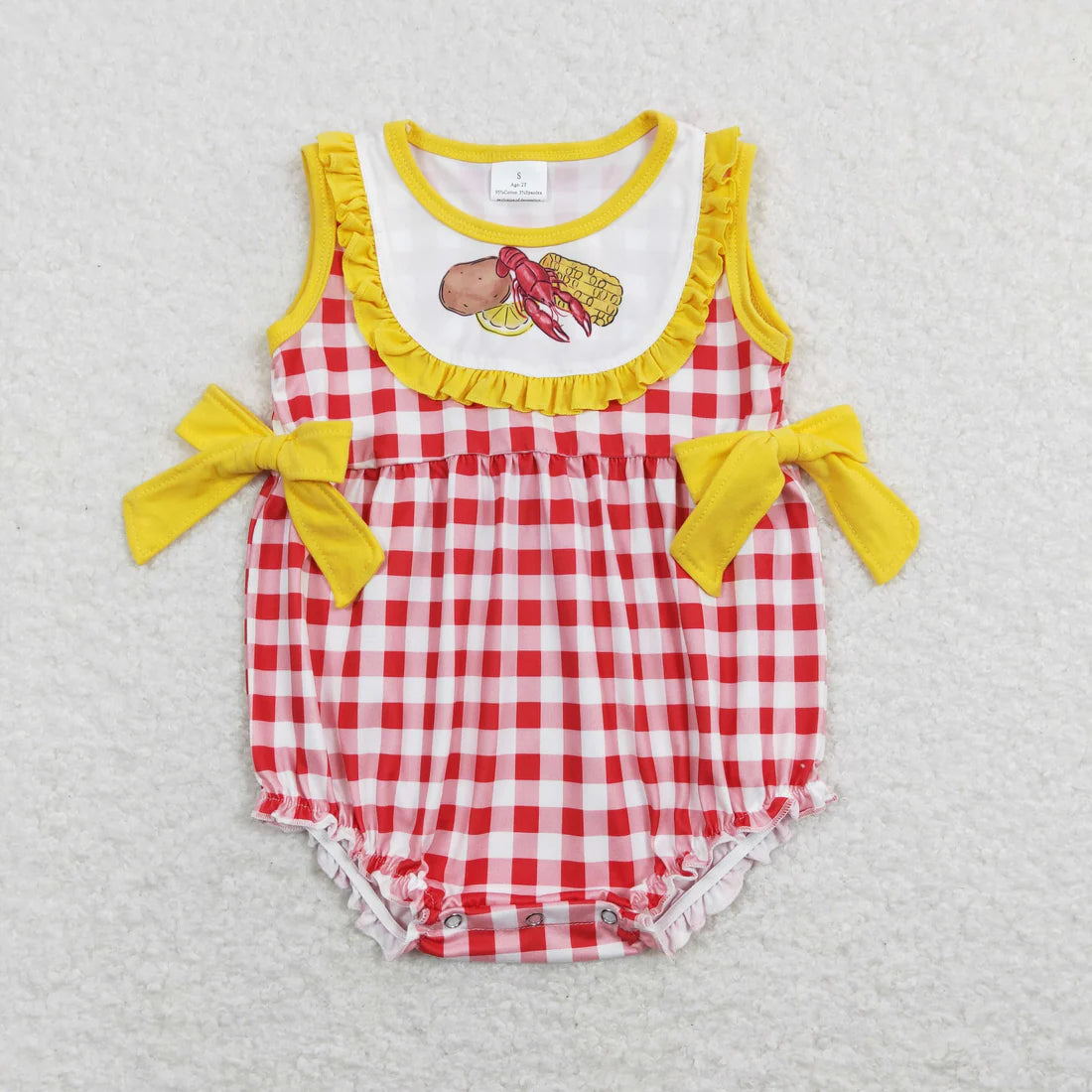 12.23 RTS Sibling Baby Boys Girls Crayfishes Top Checked Shorts Clothes Set Rompers