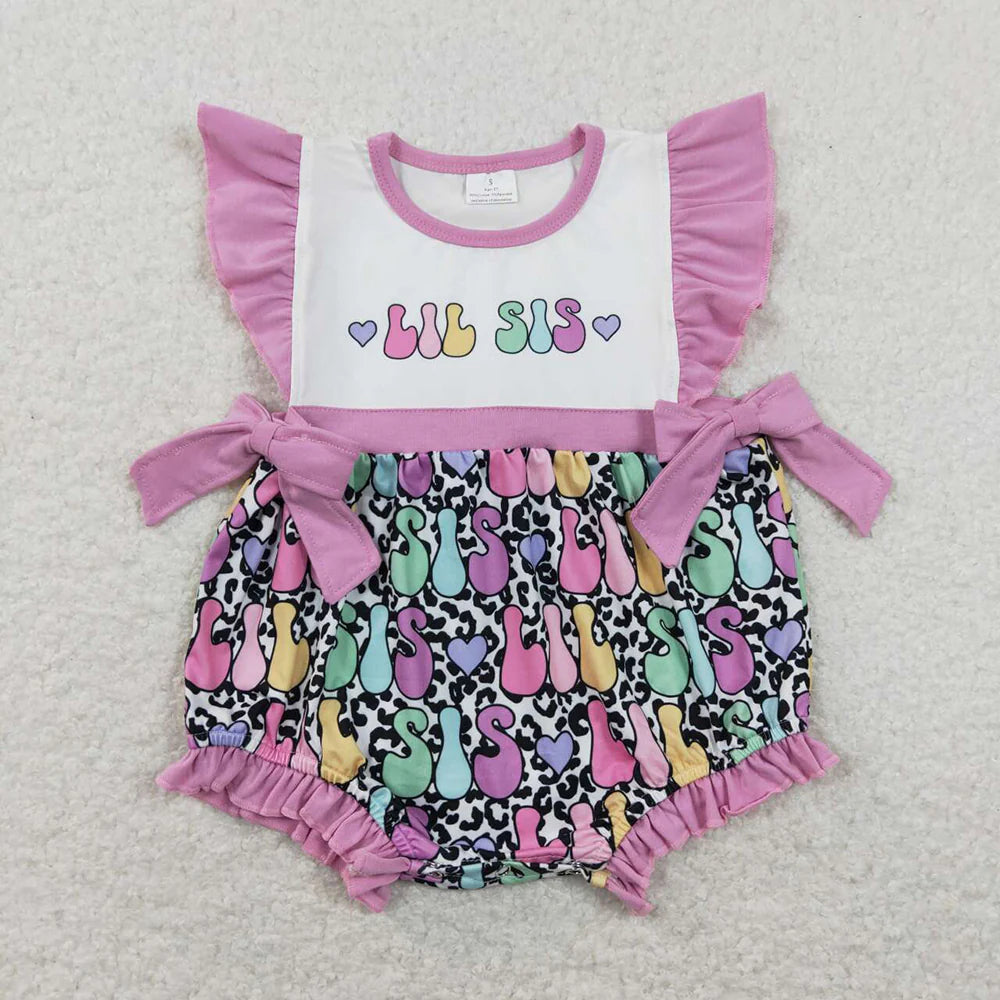 12.24 RTS Sibling Baby Girls Big Little Sister Bows Rompers Clothes Sets