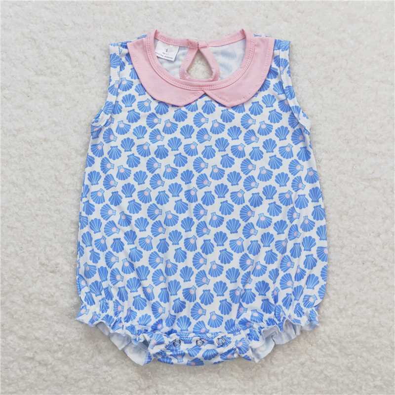 SR1003Sleeveless shell baby girls summer romper