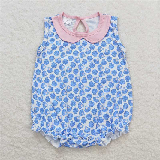 SR1003Sleeveless shell baby girls summer romper