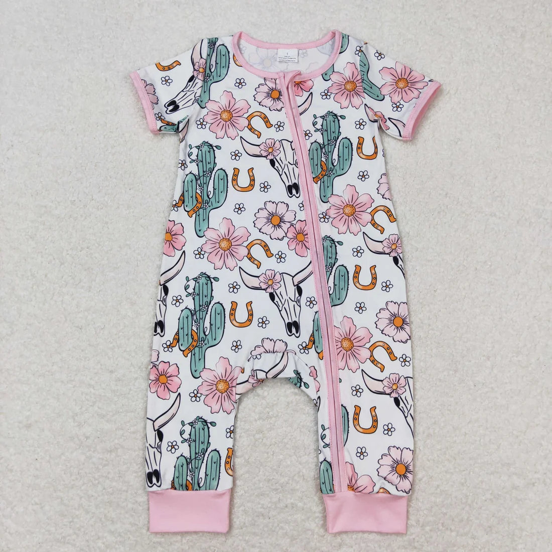 12.29 RTS Sibling Boys Baby Infant Girls Cows Short Sleeve Zip Rompers
