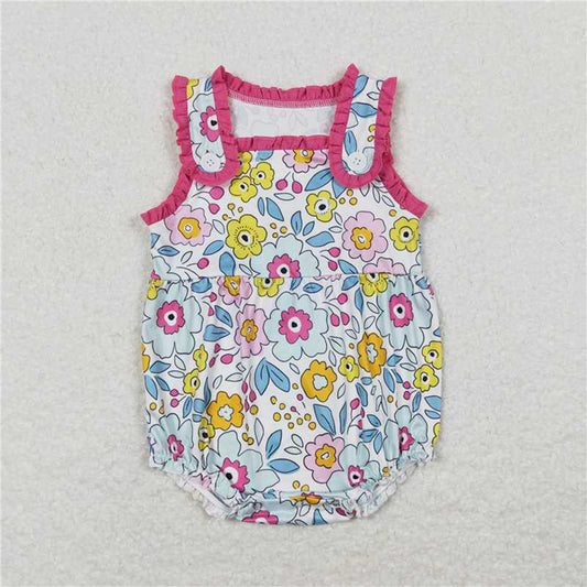 4.18 SR1161 RTS NO MOQ Floral sleeveless baby girls summer romper