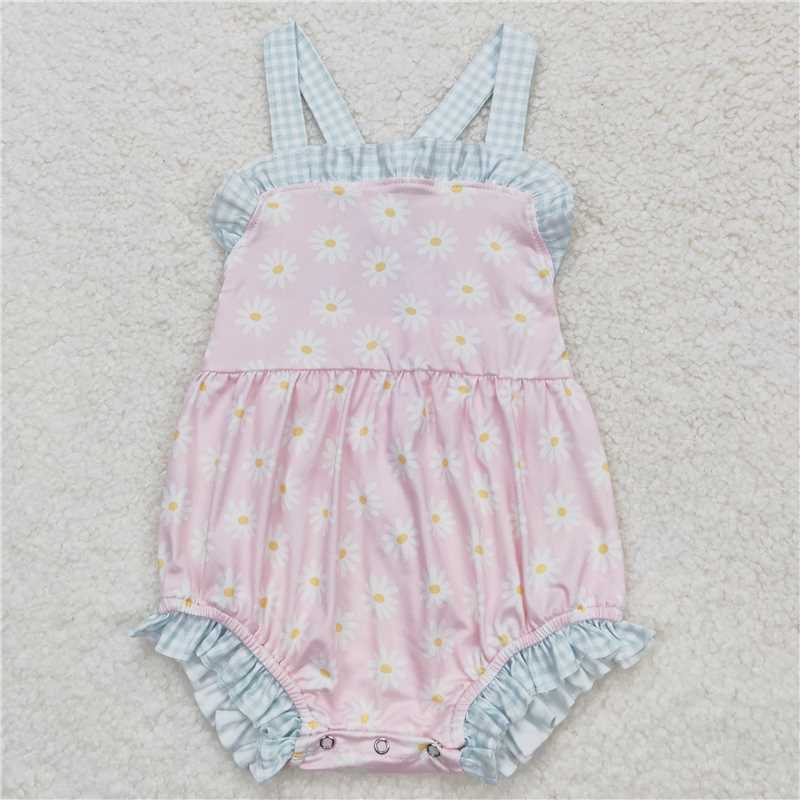 7.03 RTS NO MOQ Straps daisy tunic ruffle shorts girls summer clothes dress rompers