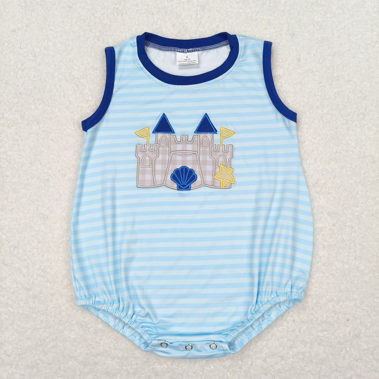 SR1318 Kids boys summer clothes sleeveless embroidery print romper