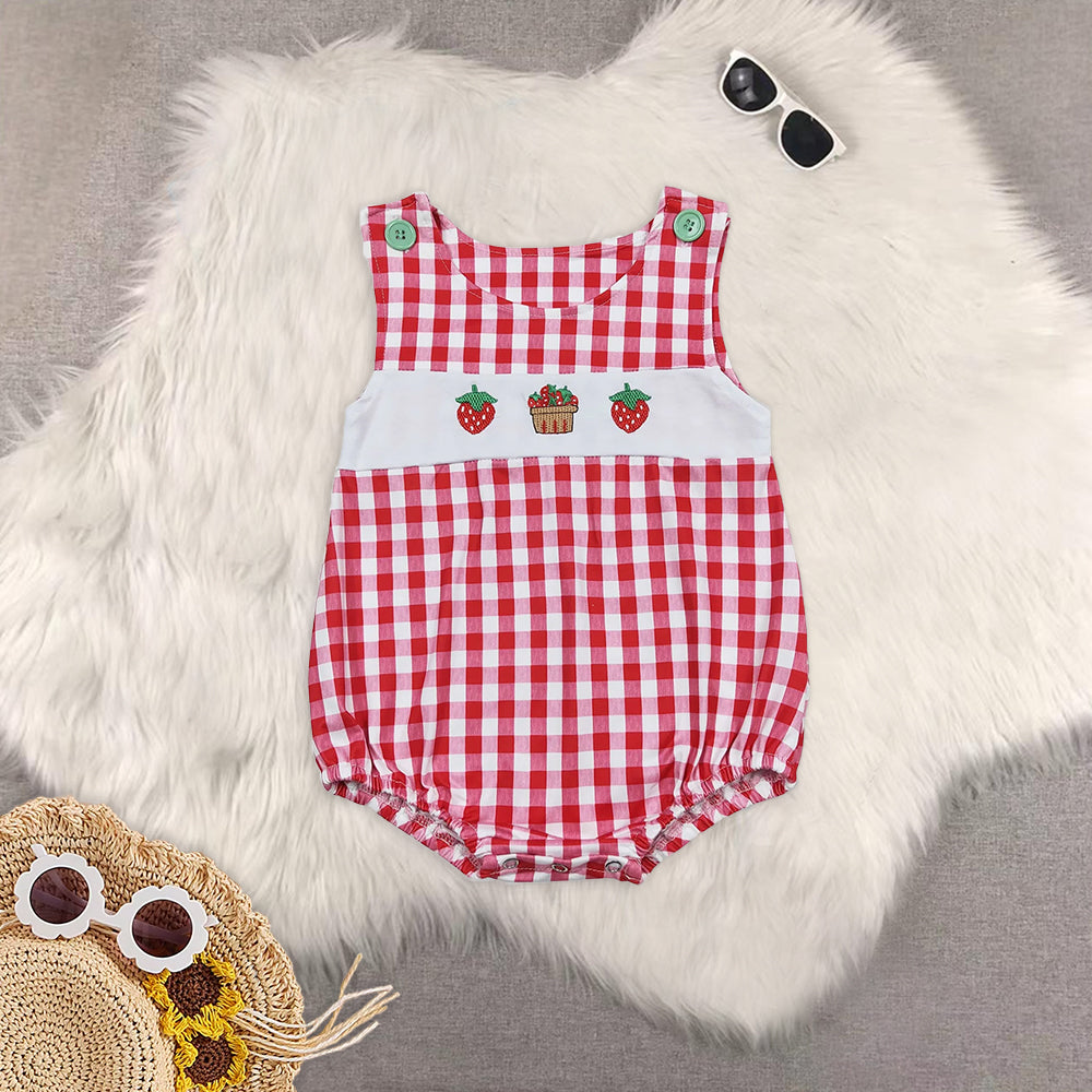 8.16 RTS Sibling Short sleeves red strawberry top shorts boys clothes rompers