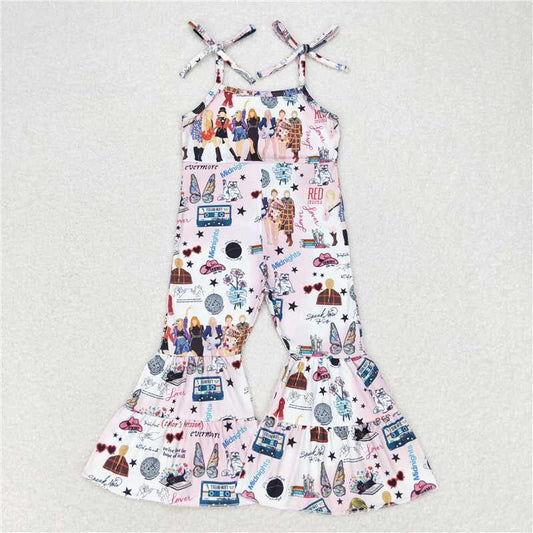 SR1474Straps butterfly hat singer girls jumpsuit