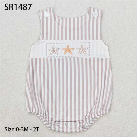 SR1487 New Rts No Moq 8-9 Days By Air Arrived it Stripe sleeveless starfish baby boys summer romper