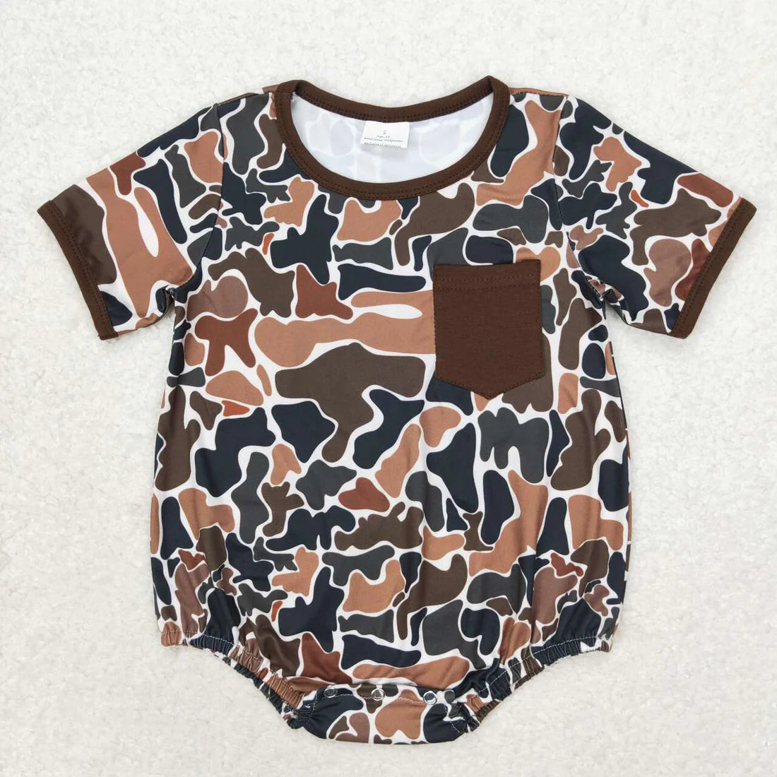 11.22 RST Sibling Baby Boys Short Sleeves Deer Dogs Ducks Turkey Camo Hunting Pocket Rompers