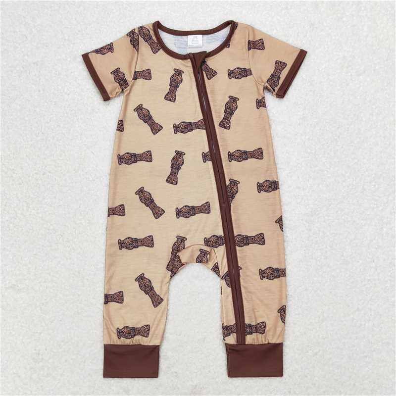 4.22 RTS NO MOQ Blue Dog Toy Short Sleeve Zipper Romper for Baby Boy Comfortable Cotton Clothing with Cute Animal Design