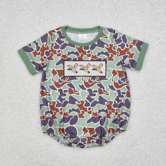 RTS Short sleeves camo duck baby boy romper