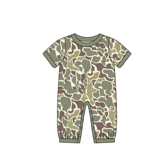 Baby Infant Boys Green Camouflage Short Sleeve Rompers preorder SR2156