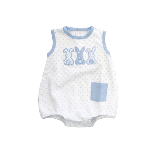Baby Infant Boys Easter Rabbits Pocket Sleeveless Rompers preorder SR2160