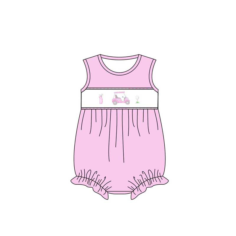 SR2168 Baby Infant Girls Pink Golf Carts Sleeveless Rompers preorder