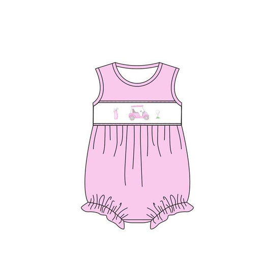 SR2168 Baby Infant Girls Pink Golf Carts Sleeveless Rompers preorder
