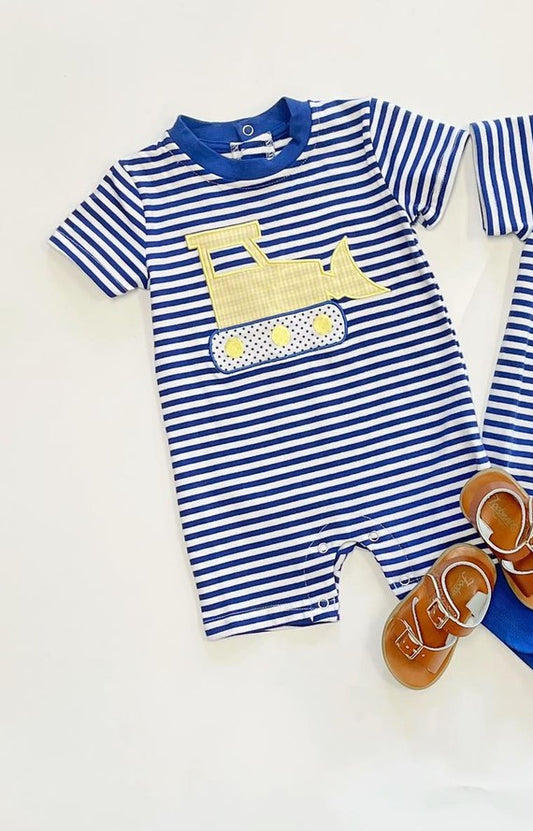 SR2180 Baby Infant Boys Construction Stripes Rompers preorder
