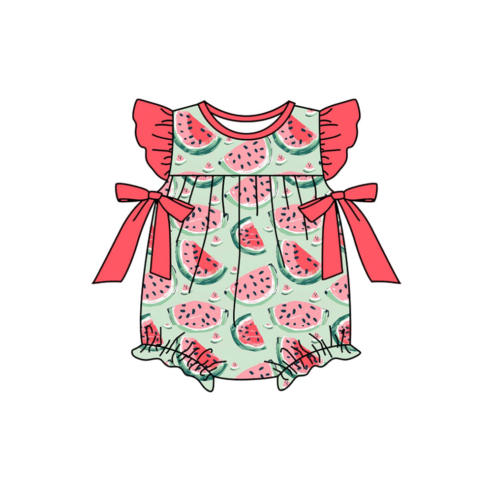 Baby Infant Girls Summer Watermelon Bows Rompers and short sleeve suits preorder