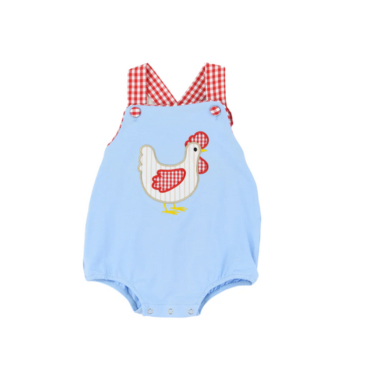 SR2186 Baby Infant Boys Chicken Straps Blue Rompers preorder
