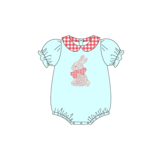SR2188 Baby Infant Girls Easter Green Floral Rabbit Rompers preorder
