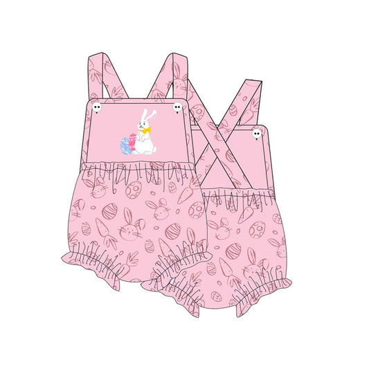 SR2190 Baby Infant Girls Easter Pink Rabbit Eggs Straps Rompers preorder