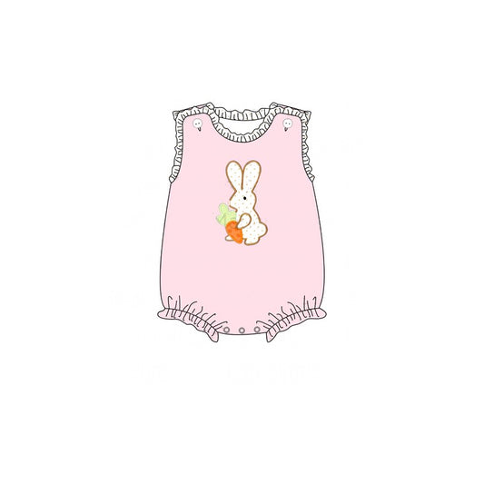 SR2193 Baby Infant Girls Easter Pink Rabbits Carrot Rompers preorder