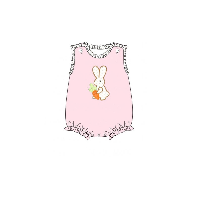 Baby Infant Girls and Boys Easter Pink Eggs Rabbits Bows Rompers -Short sleeve suits-dress preorder