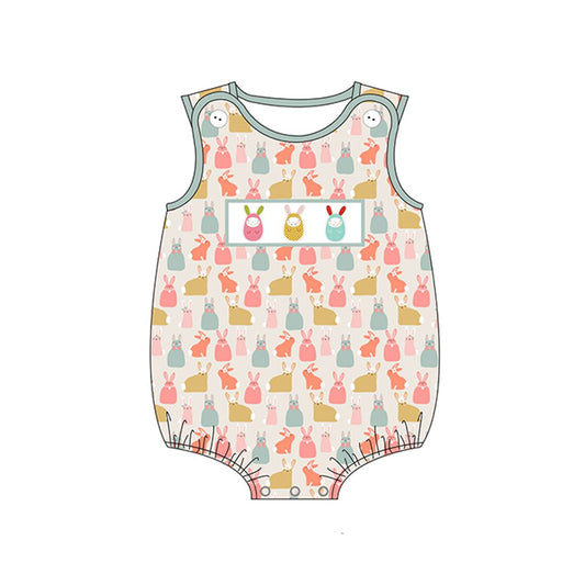 SR2194 Baby Infant Boys Easter Rabbits Sleeveless Rompers preorder