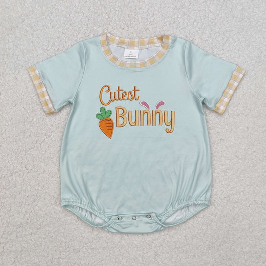 SR2198Cutest bunny carrot baby boy Easter romper