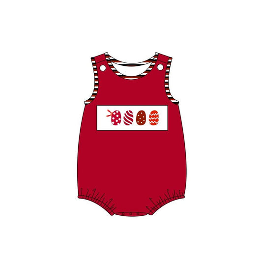 SR2200 Baby Infant Boys Easter Red Eggs Sleeveless Rompers preorder