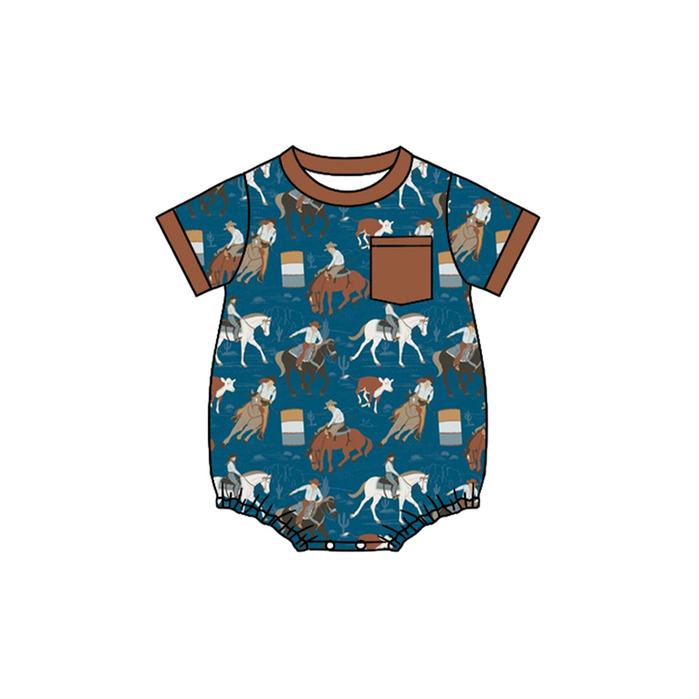 SR2206 Baby Infant Boys Western Rodeo Pocket Rompers preorder