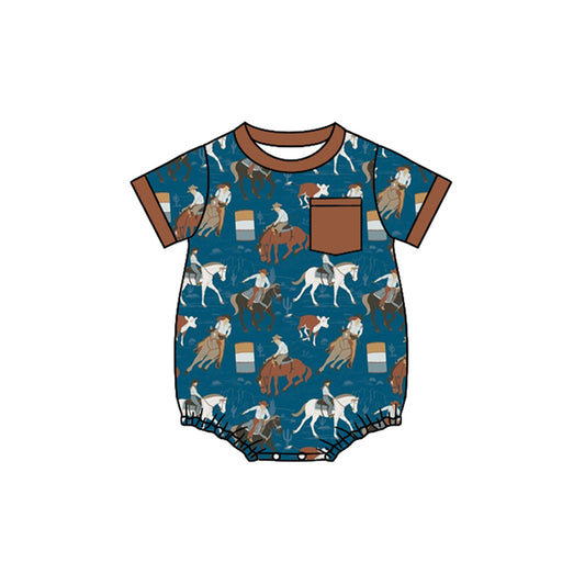 SR2206 Baby Infant Boys Western Rodeo Pocket Rompers preorder