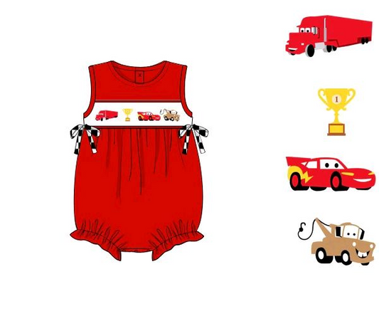 SR2208 Baby Infant Girls Racing Cars Bows Rompers preorder