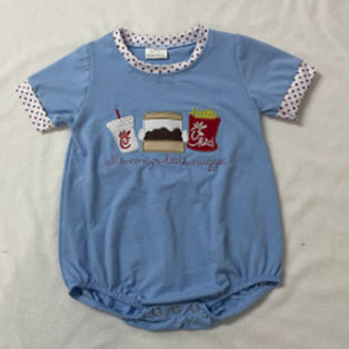 SR2209 Baby boys clothes blue short sleeve Romper