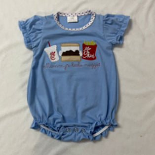 SR2210 Baby girls clothes blue short sleeve Romper