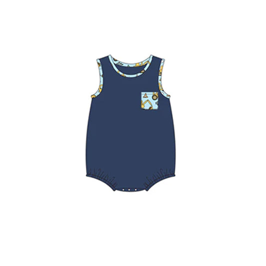 SR2217 Baby boys clothes blue sleeveless Romper