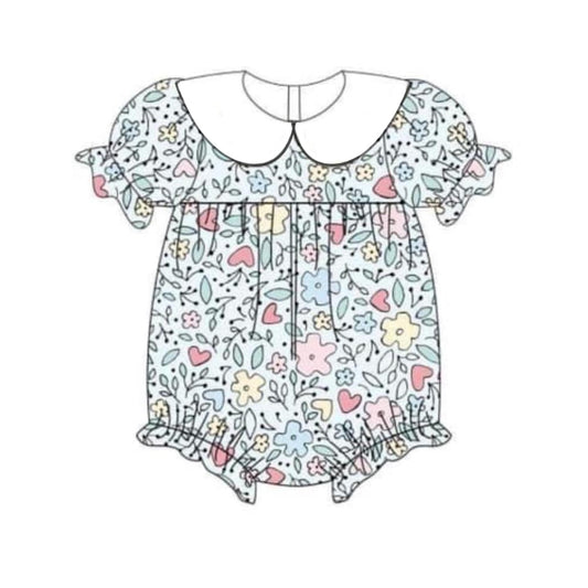 SR2219 Baby girls clothes floral short sleeve Romper