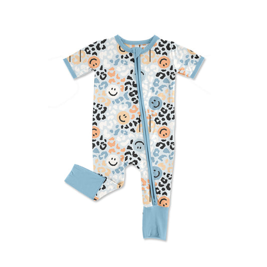 SR2223 Baby boys clothes cartoon dog blue short sleeve Romper